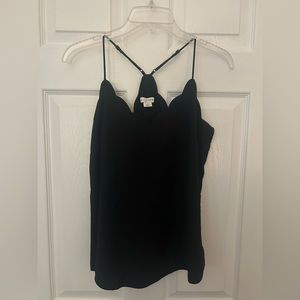 J Crew Black Scallop Racerback Camisole with Adjustable straps